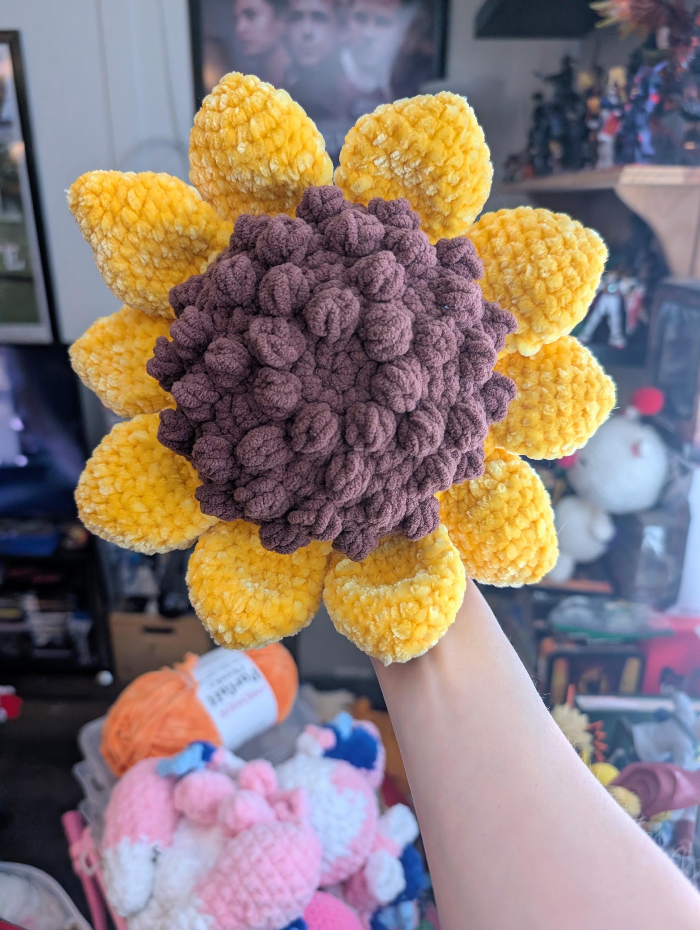 Crochet Sunflower Plushie | Textured Amigurumi, Autism Awareness Sensory Toy| Crochet Gift