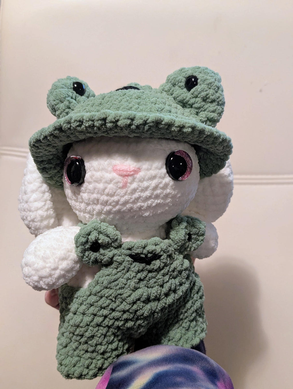 Handmade Crochet Bunny Plush | Frog Costume, Soft Kawaii Amigurumi Toy