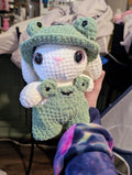 Handmade Crochet Bunny Plush | Frog Costume, Soft Kawaii Amigurumi Toy