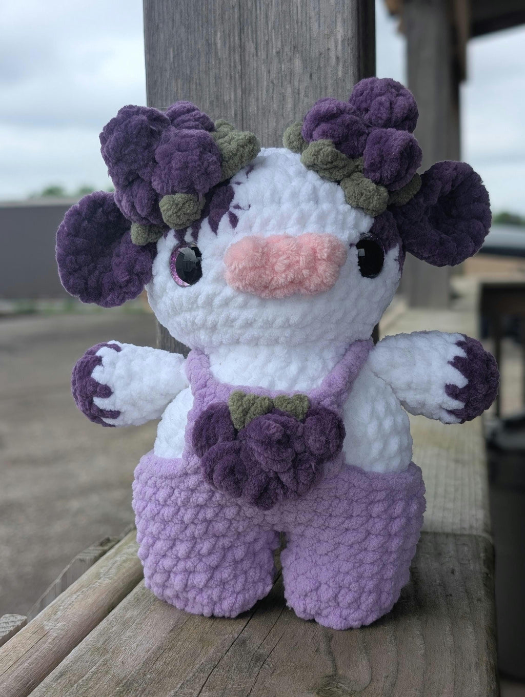 Handmade Crochet Fruit Cow Plushie | Amigurumi Stuffed Animal, Kawaii Decor