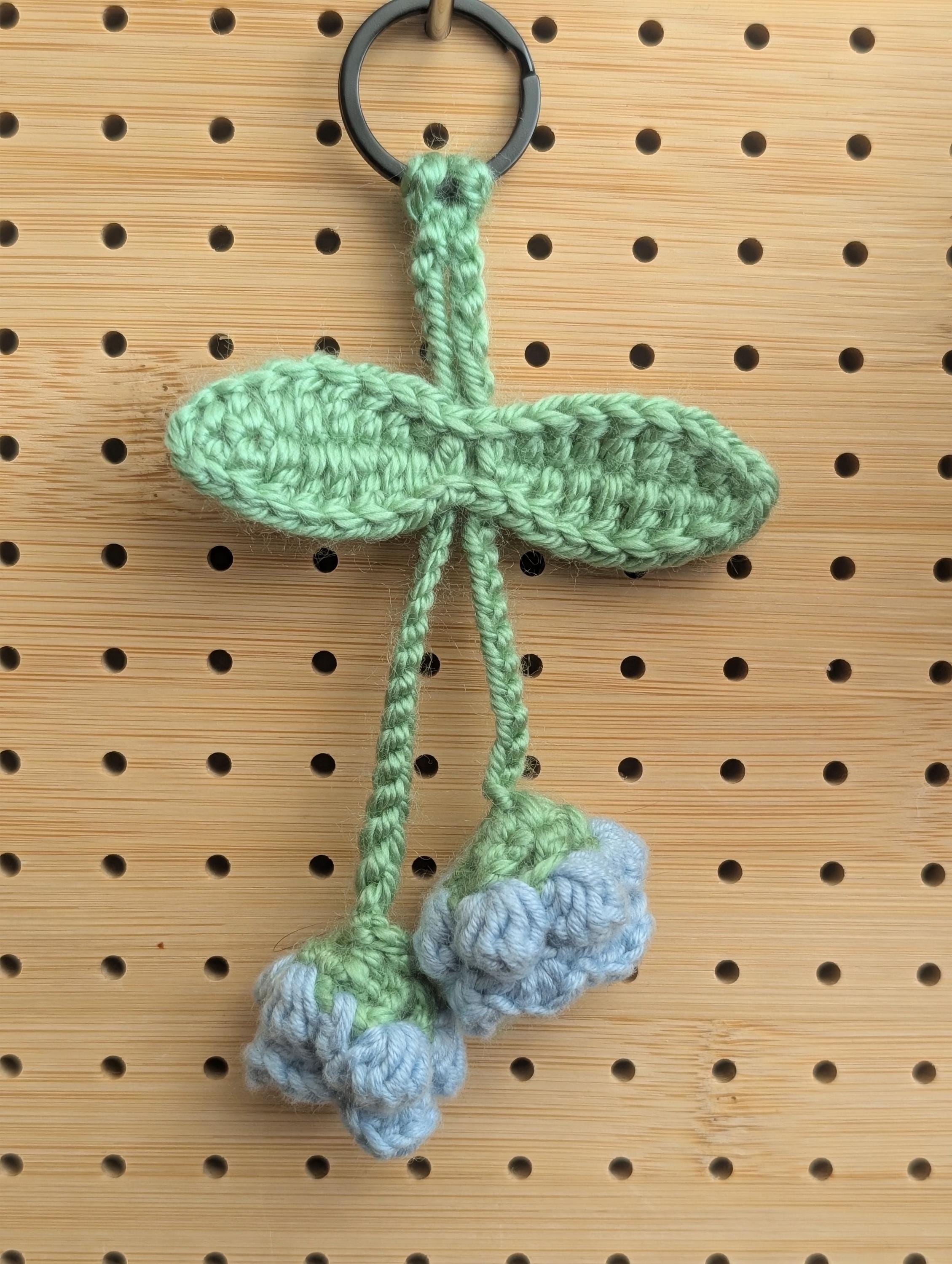 Crocheted Lily of the Valley Bag Charm | Handmade Floral Keychain, Cottagecore Accessory