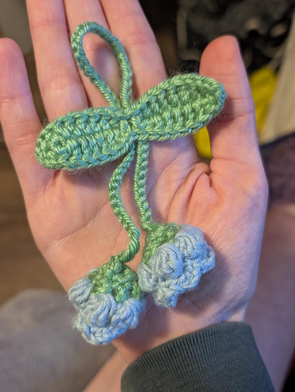 Crocheted Lily of the Valley Bag Charm | Handmade Floral Keychain, Cottagecore Accessory