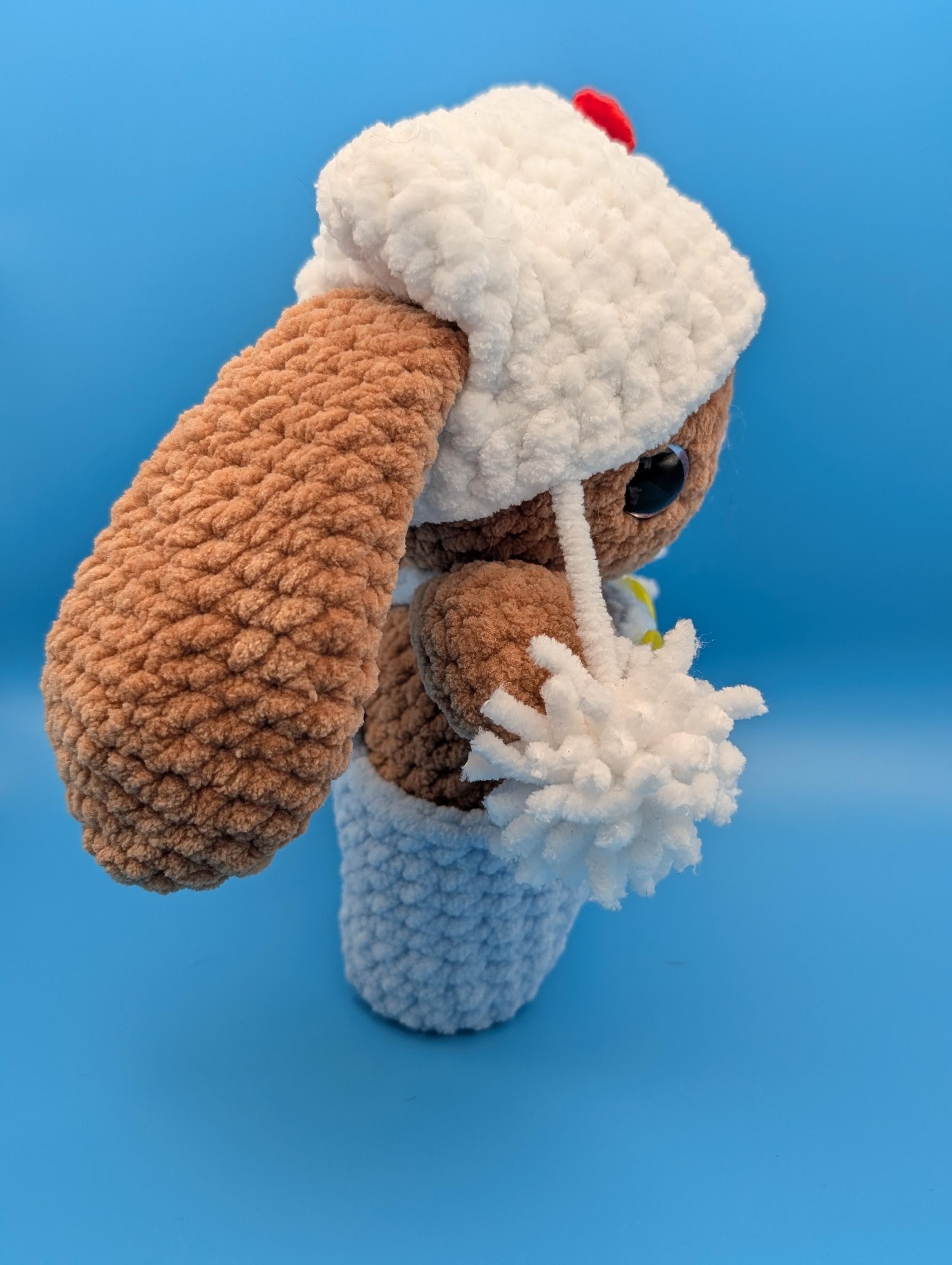 Crochet Bunny Plush with Removable Overalls and Hat | Amigurumi Toy | Kawaii Plushie | Bunny Plush | Kitty Hat