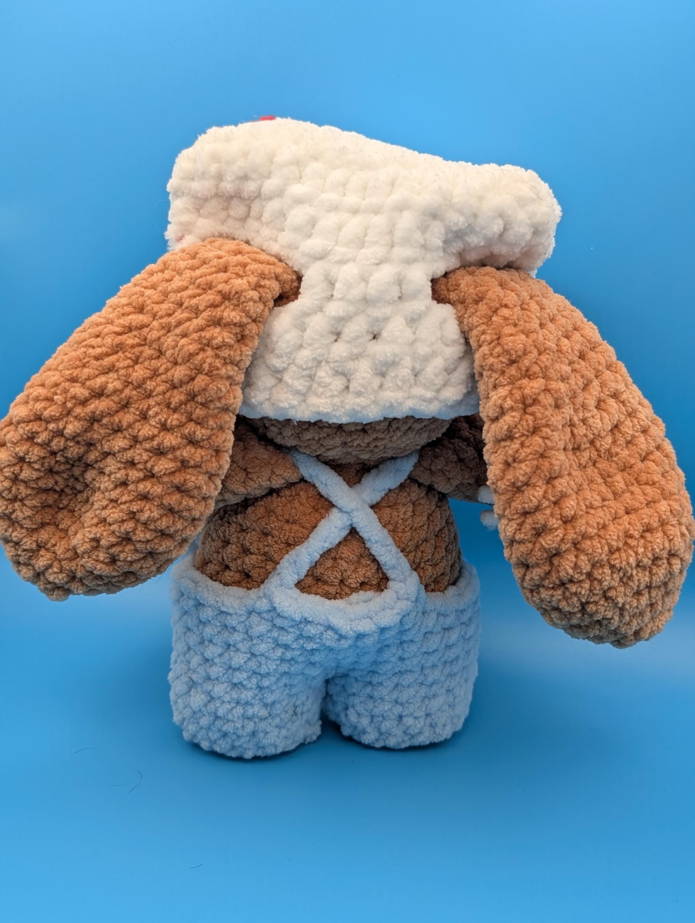 Crochet Bunny Plush with Removable Overalls and Hat | Amigurumi Toy | Kawaii Plushie | Bunny Plush | Kitty Hat