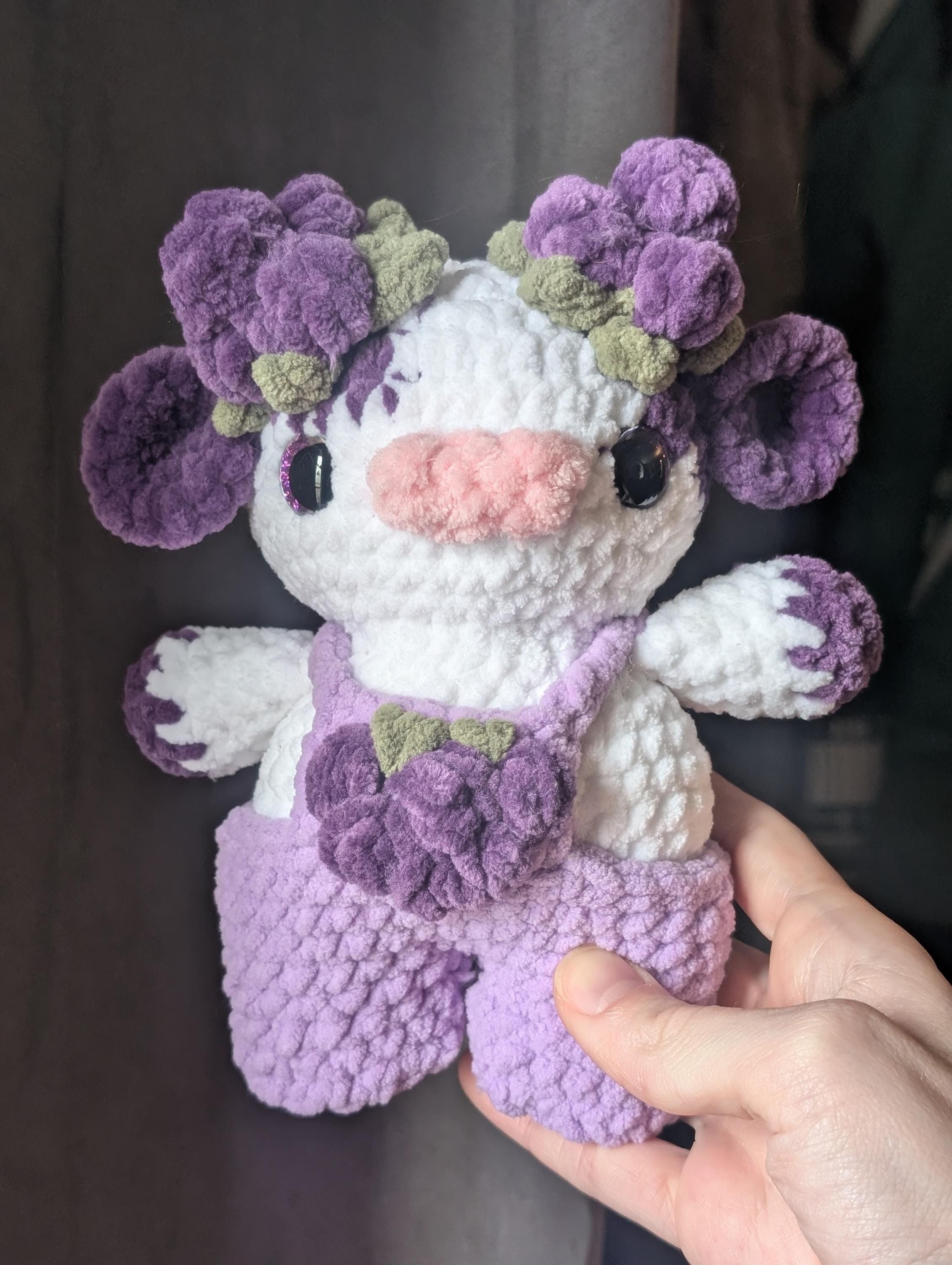 Handmade Crochet Fruit Cow Plushie | Amigurumi Stuffed Animal, Kawaii Decor