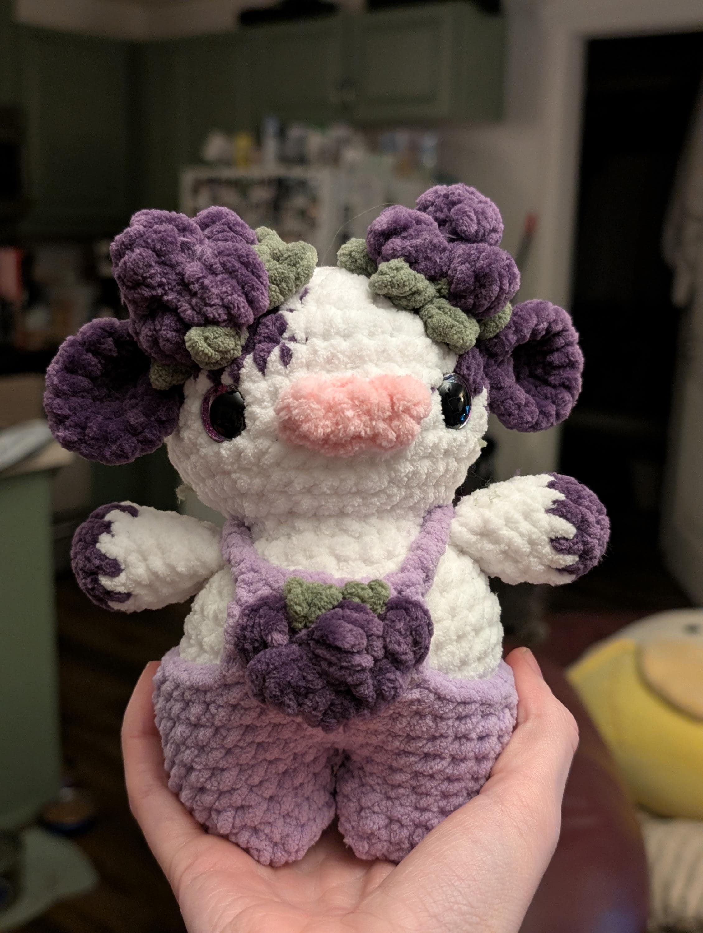 Handmade Crochet Fruit Cow Plushie | Amigurumi Stuffed Animal, Kawaii Decor