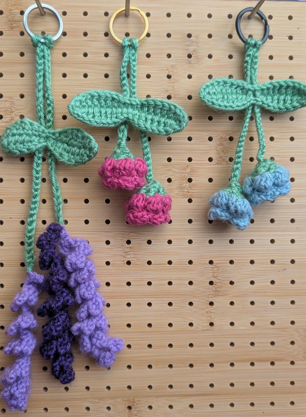 Crocheted Lily of the Valley Bag Charm | Handmade Floral Keychain, Cottagecore Accessory