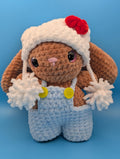 Crochet Bunny Plush with Removable Overalls and Hat | Amigurumi Toy | Kawaii Plushie | Bunny Plush | Kitty Hat