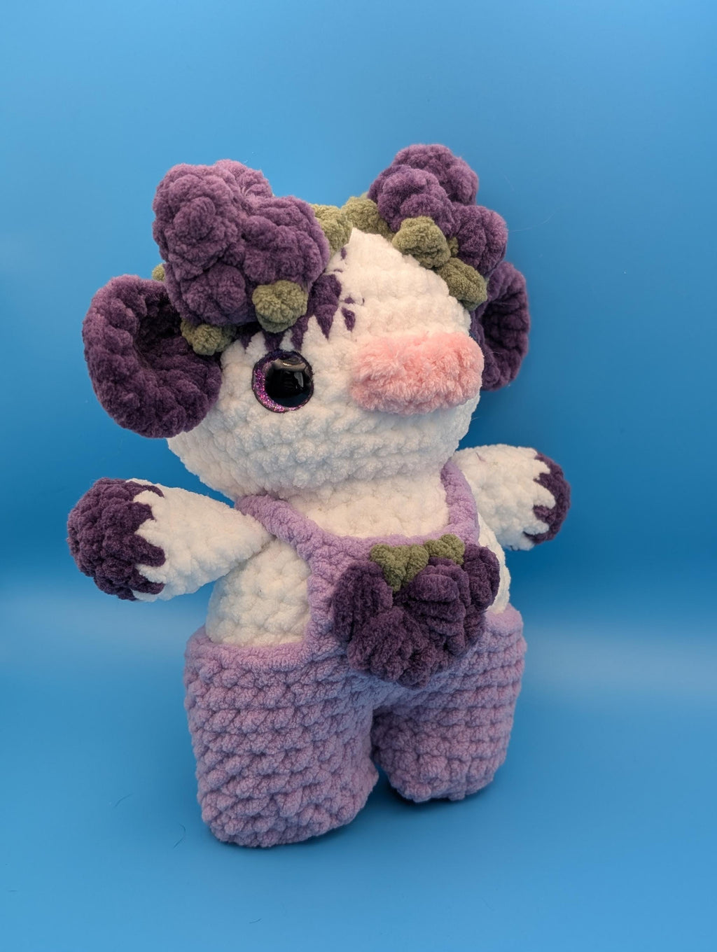 Handmade Crochet Fruit Cow Plushie | Amigurumi Stuffed Animal, Kawaii Decor