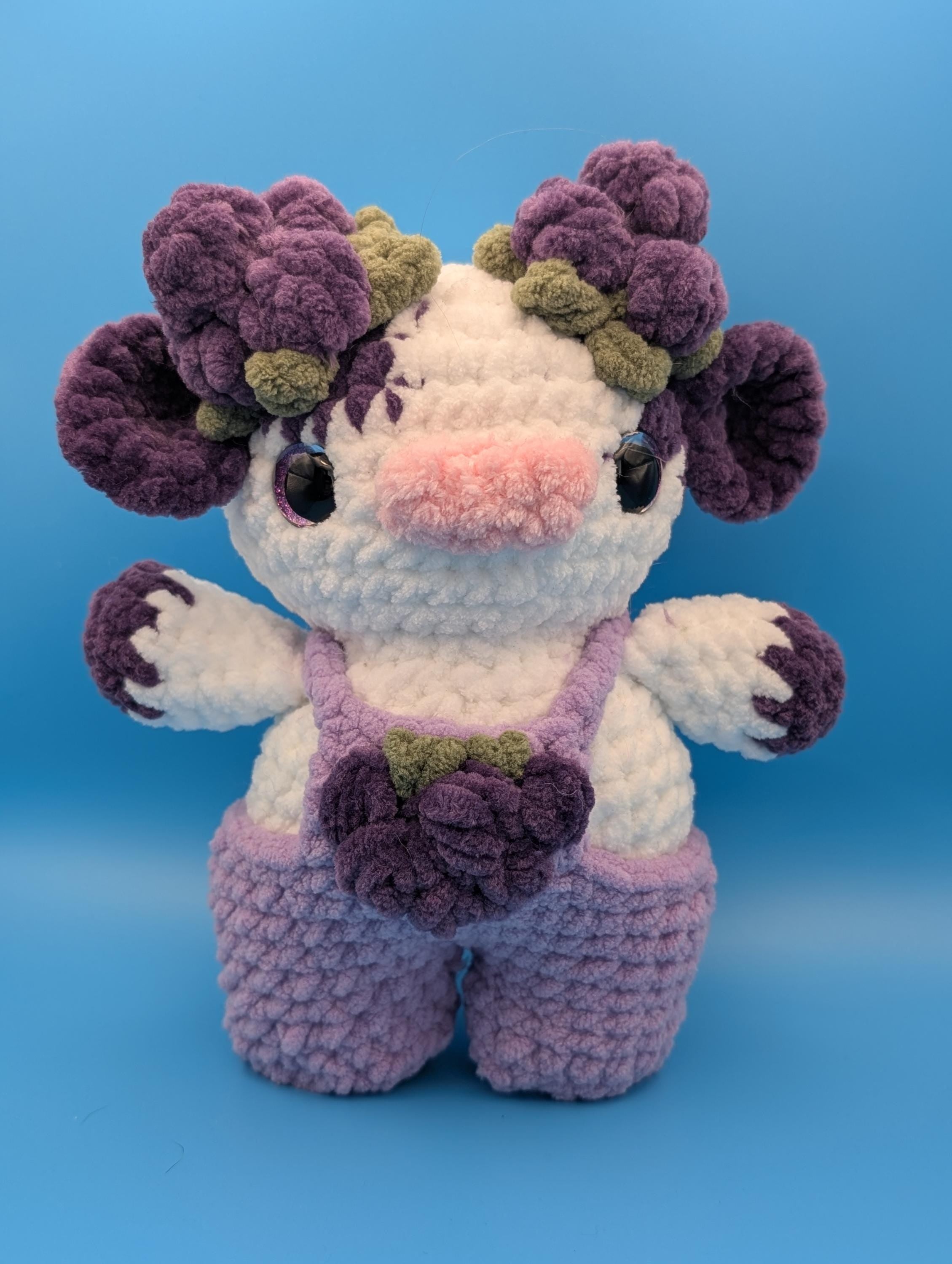 Handmade Crochet Fruit Cow Plushie | Amigurumi Stuffed Animal, Kawaii Decor