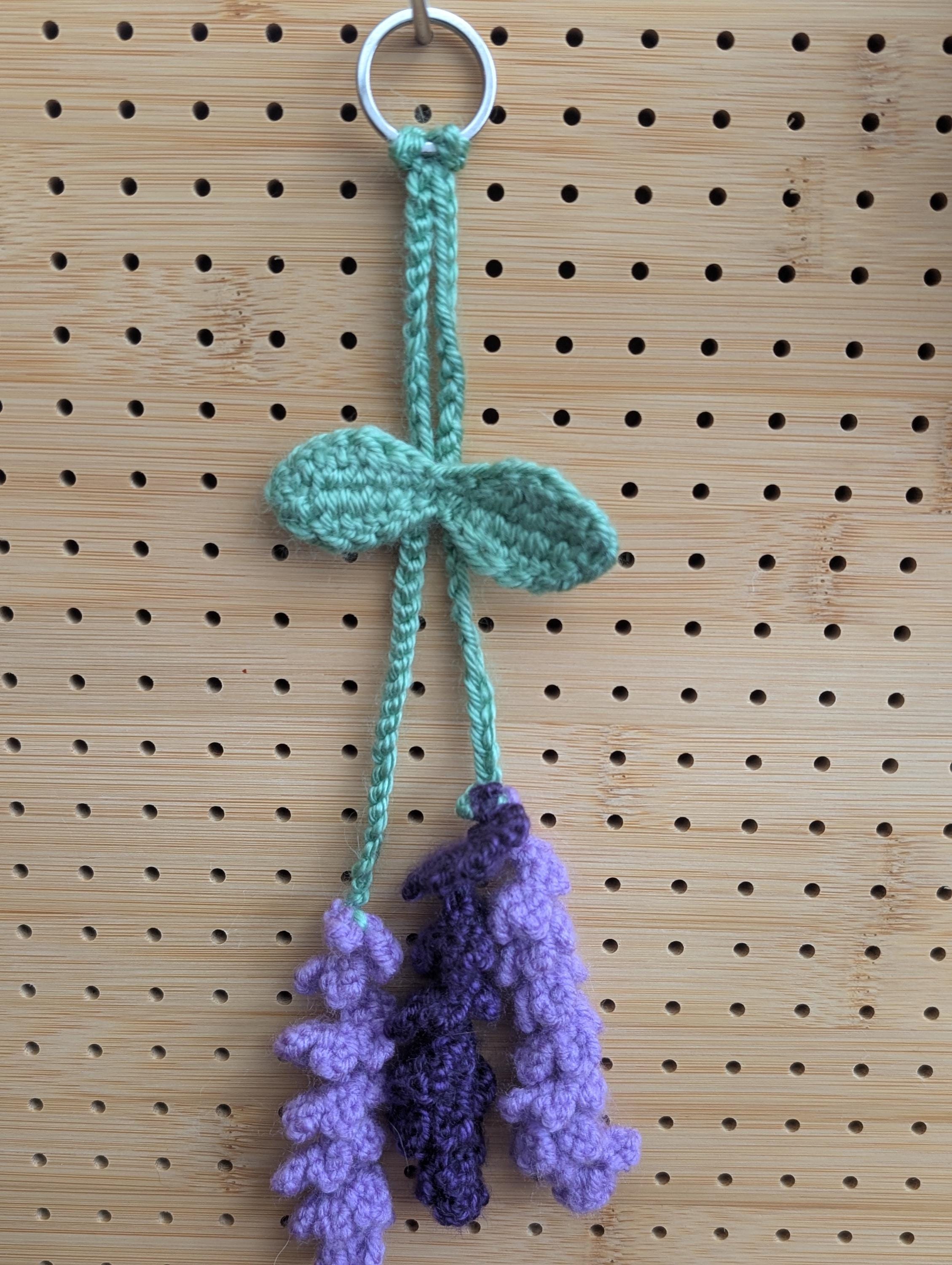 Crochet Lavender Bag Charm | Handmade Floral Keychain, Cottagecore Accessory